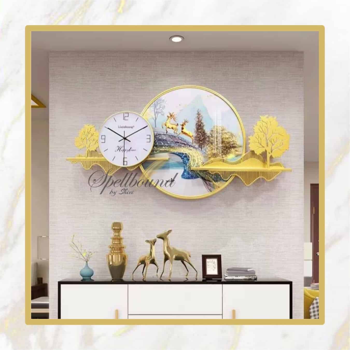 3D Metal Wall Art Clock & Painting-white-spellbound