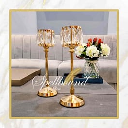 Crystal Votive Gold Candle Stand Set
