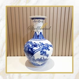 Oriental Design Blue & White Ancient Pottery Vase – Small