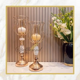 White & Gold Marble Candle Stand